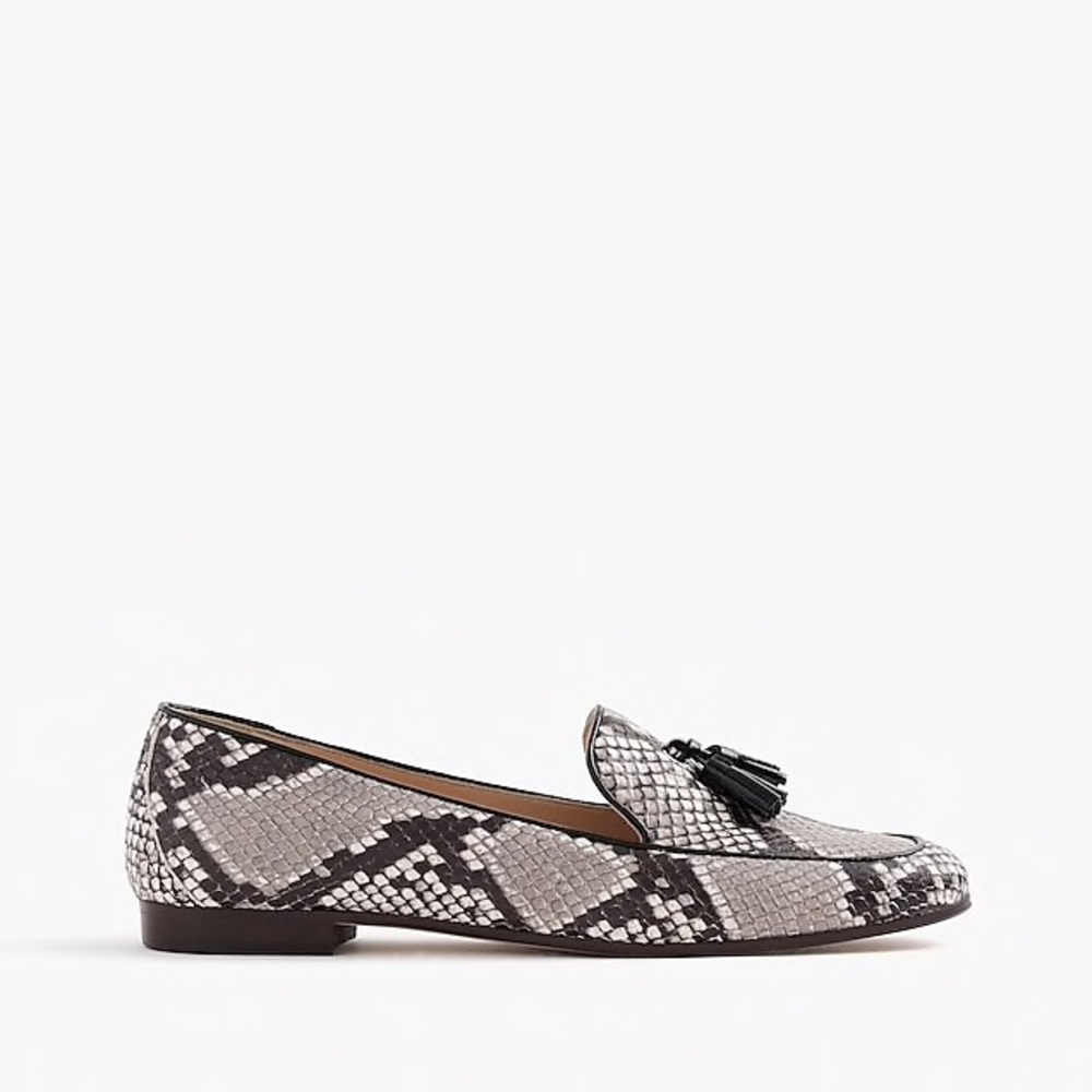 J. Crew Charlie Tassel Snakeskin Printed loafers
